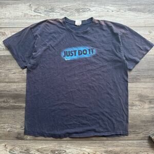 Vintage Y2K 2000s Navy‎ Blue Nike Just Do It Silver Tag Nike Swoosh Sporty Tee